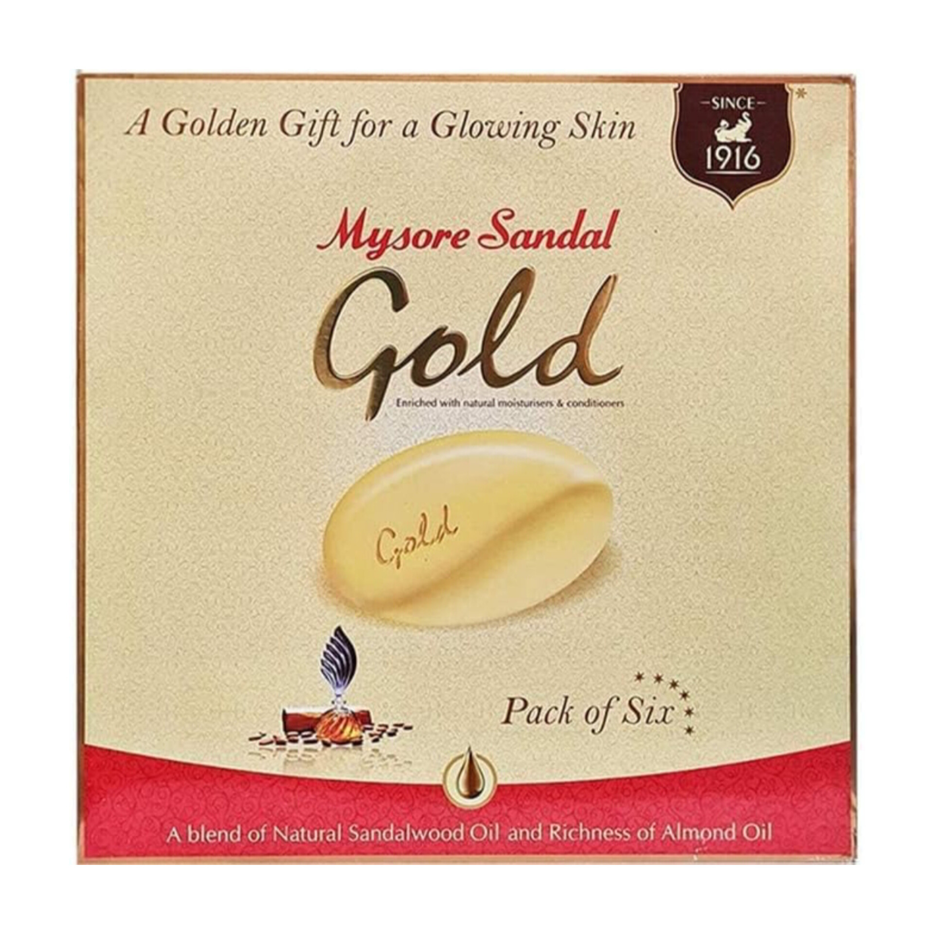 Mysore Sandal Gold Sixer, Each One Soap 125g ( Pack Of 6 )