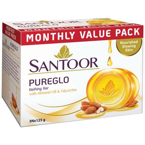 Santoor Pureglo Glycerine Soap, 125 G (pack Of 3)