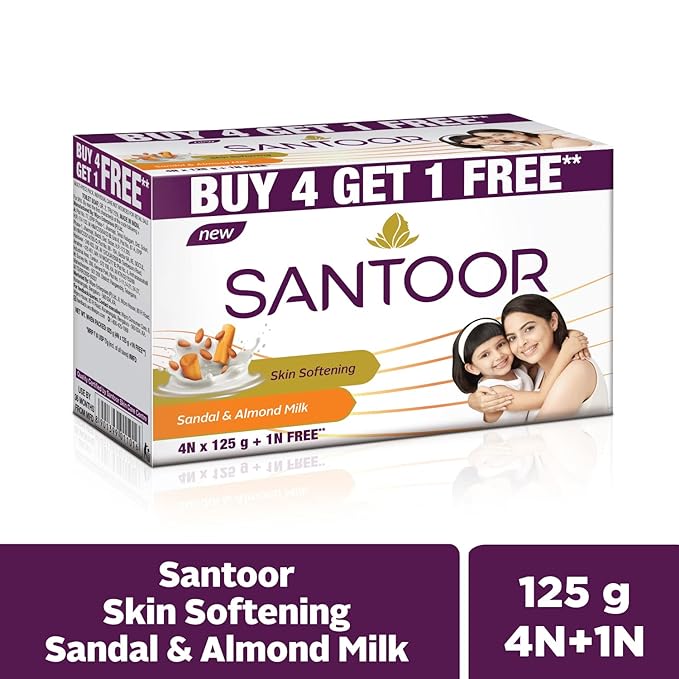 Santoor Sandal And Almond Milk Soap 4n 125g