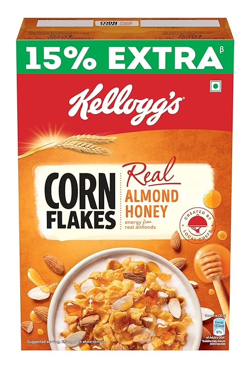 Kellogg S Corn Flakes Real Almond Honey 300g+45g Extra