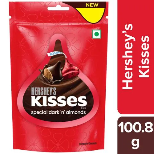 Hersheys Kisses Special Dark N Almonds Chocolate, 100.8 G