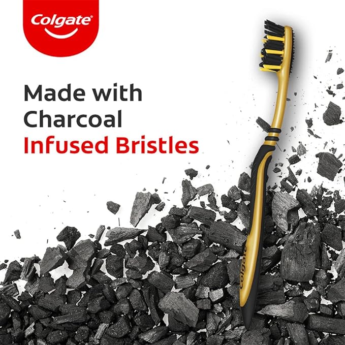 Colgate Zigzag Charcoal Soft Bristle Manual Toothbrush For Adults - 4 Pcs, Removes Germs In Between 